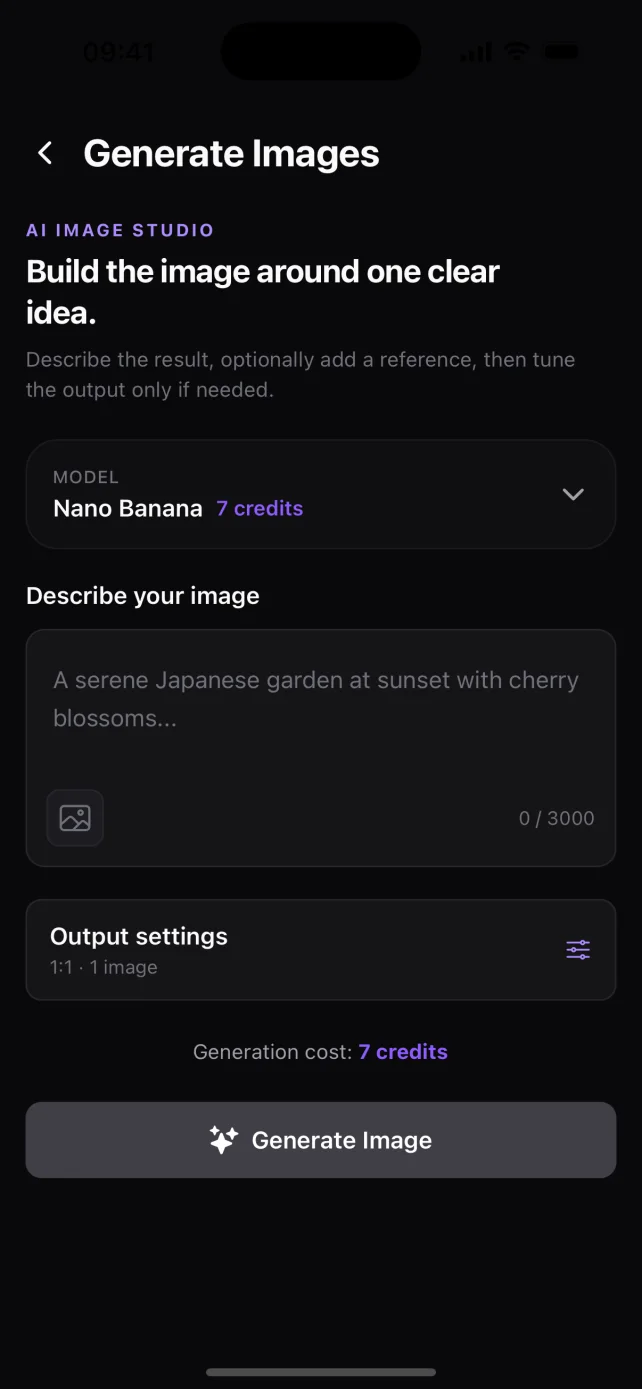 AI image generation in ShortStudio