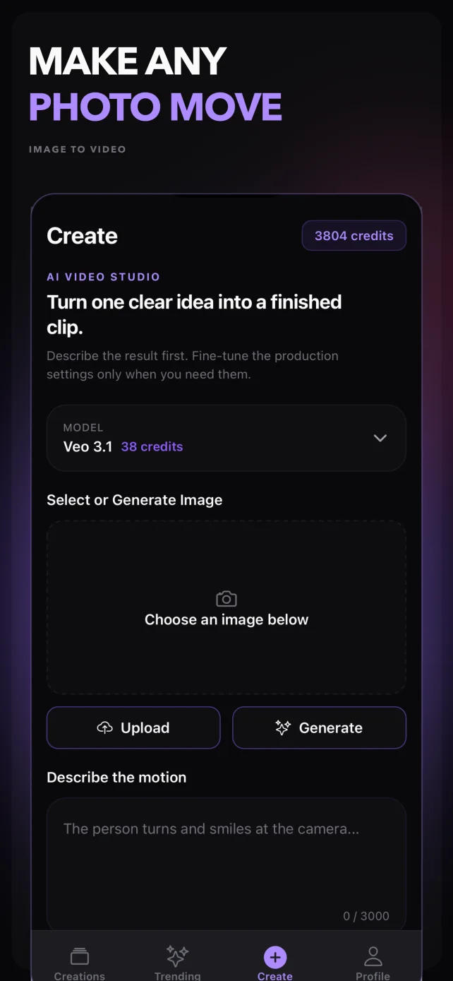 Photo to video creation in ShortStudio